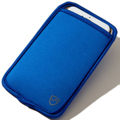 Blue phone case with a brand logo on a white background