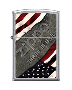Zippo 1276 USA Flag Lighter, Street Chrome Finish