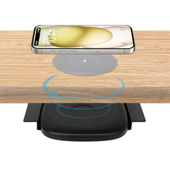 NiiTTER Invisible Wireless Charger Near 2"(50MM) Under Desk Wireless Charger Hidden Wireless Charging Station for iPhone 16/15/14/13/12/Wireless Phones(Adapter Included)