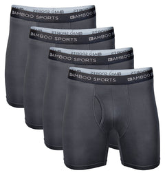Bamboo Sports Men's Bamboo Rayon Boxer Briefs, 4-Pack, 4-Inch Inseam