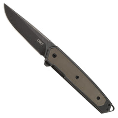 CRKT Cinco Folding Carry Knife: D2 Steel Stonewash Drop Point Blade Plain Edge Everyday Carry Folder with Frame Lock IKBS Ball Bearing Pivot System and G10 Handle 7091