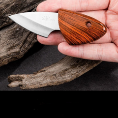 Compact Stainless Steel Folding Knife, Wood Grain Handle