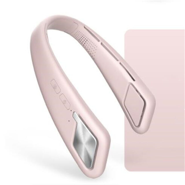 Hands-Free Neck Fan with Bluetooth Speaker - 3-Speed Bladeless, USB Rechargeable