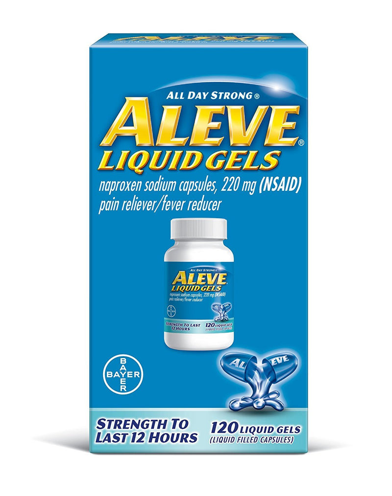 Aleve Liquid Capsules Naproxen Sodium Capsules 220 mg (NSAID) Pain Reliever/Fever Reducer Fast Pain Relief 120 Count