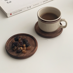 Japanese Walnut Wood Coaster Set — Unpainted, Wax-Free, Round & Square
