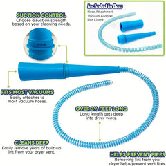 Blue vacuum attachment with features highlighted on a white background