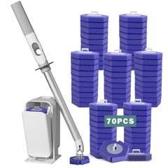Cleaning tool with multiple purple cleaning pads on a white background
