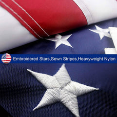 American Flag Outdoor Heavy Duty – Embroidered Stars, Brass Grommets, UV Resistant