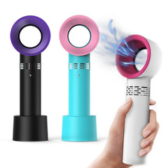 Bladeless Mini Fan - USB Rechargeable Handheld & Desktop Fan with 3 Speeds (Great for the Subway)