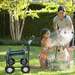 Heavy-Duty Garden Hose Reel Cart | 229 ft Capacity, 10" Wheels, Manual Crank