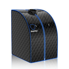 Black and blue portable sauna with Giantex branding on a white background