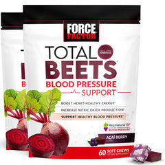 FORCE FACTOR Total Beets Blood Pressure Support Chews, 120 Count – 2 Pack