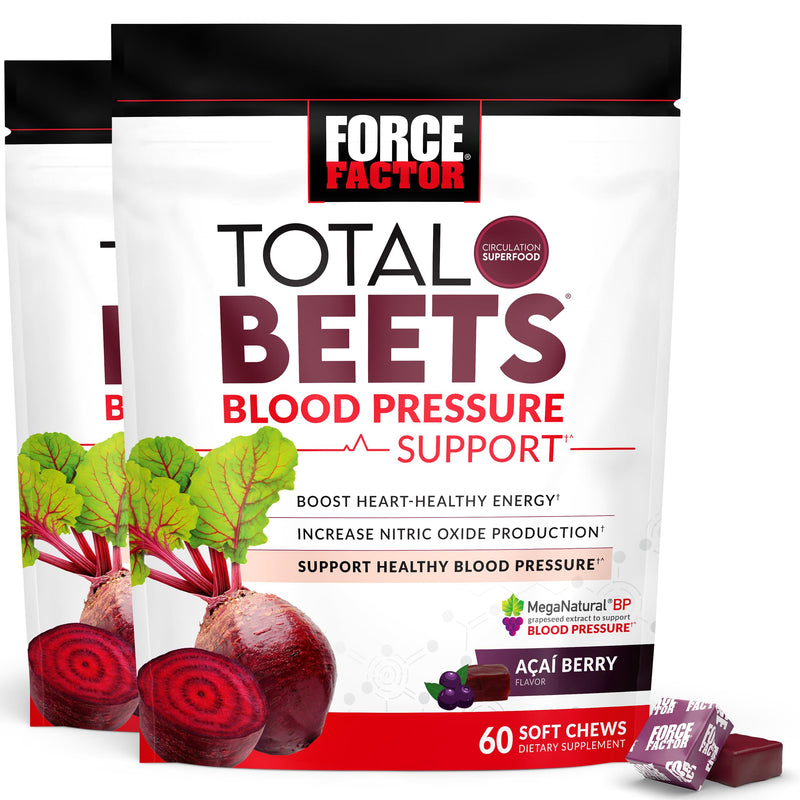 FORCE FACTOR Total Beets Blood Pressure Support Chews, 120 Count – 2 Pack