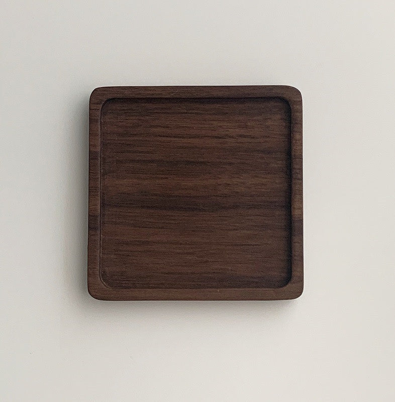 Japanese Walnut Wood Coaster Set — Unpainted, Wax-Free, Round & Square
