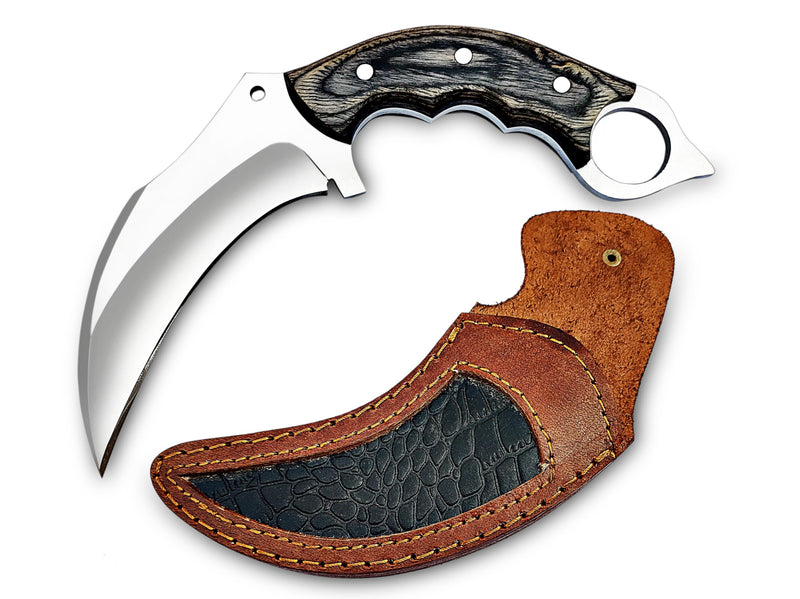 WARIVO KNIFE Handmade Fixed Blade Knife with Sheath - Claw Knife Wood Handle Sharp Blade - Camping Knives - Karambits for Men and Women - Best for Hiking Survival Hunting Fishing