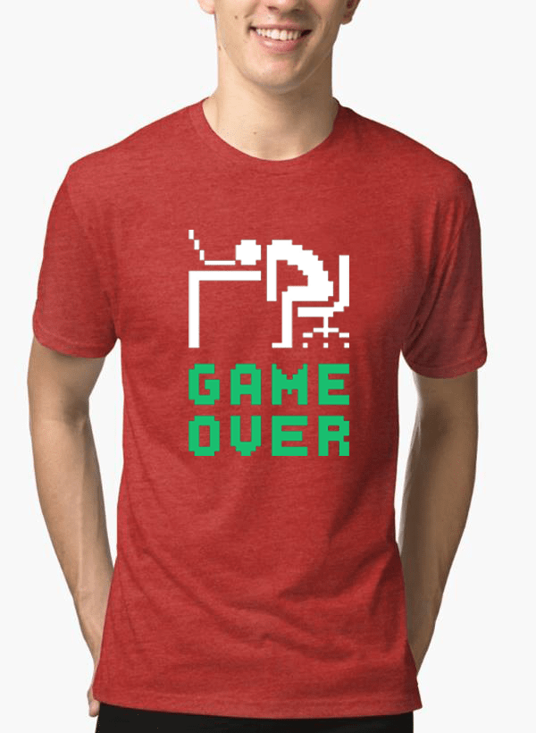 Game Over Melange T-Shirt — Soft Cotton Half Sleeve Graphic Tee