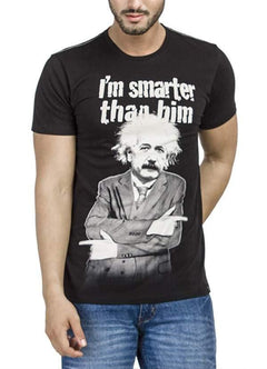 Einstein "I'm Smarter" Graphic Tee — Black Half Sleeve Men's T-Shirt