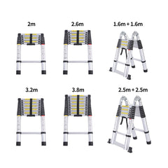 2.6M Telescopic Aluminium Multipurpose Ladder Extension Alloy