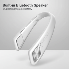 Hands-Free Neck Fan with Bluetooth Speaker - 3-Speed Bladeless, USB Rechargeable