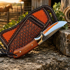 Buckaroo Rasp Steel Knife with Rosewood Handle