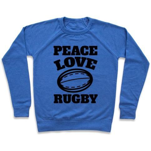 PEACE LOVE RUGBY CREWNECK SWEATSHIRT