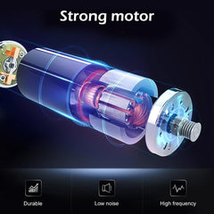 Illustration of a strong motor with labeled features on a dark background
