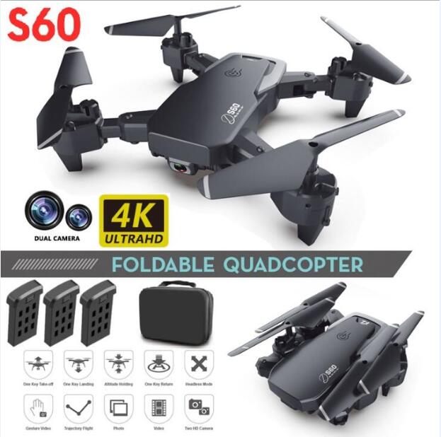 S60 foldable quadcopter with 4K camera on a white background